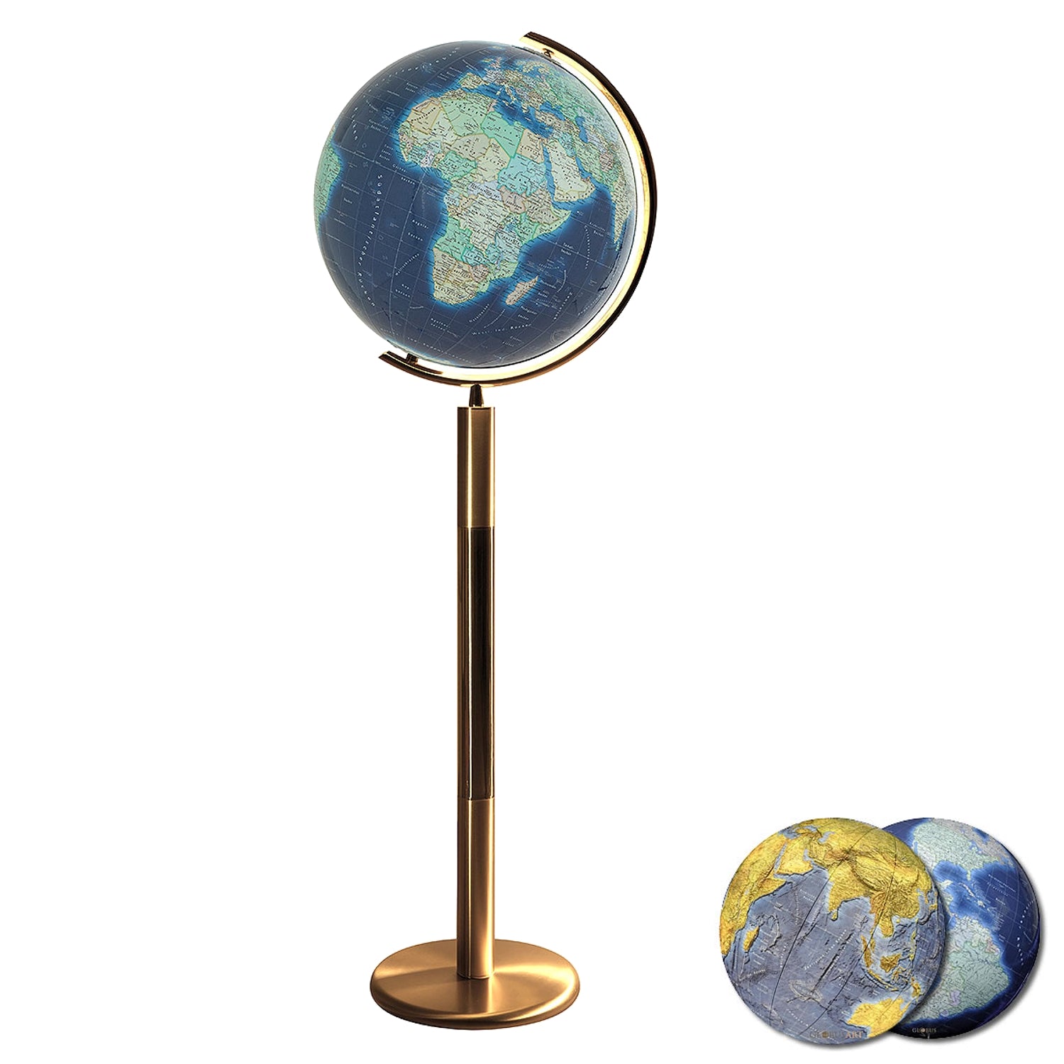Columbus Duo Azzurro Standglobus, D 400 mm, Kristallglas, beleuchtet
