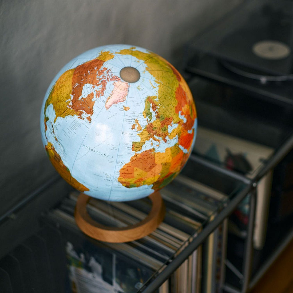 Räthgloben Doppelbild-Leuchtglobus DFNI 30 cm Eiche handkaschiert, beleuchtet